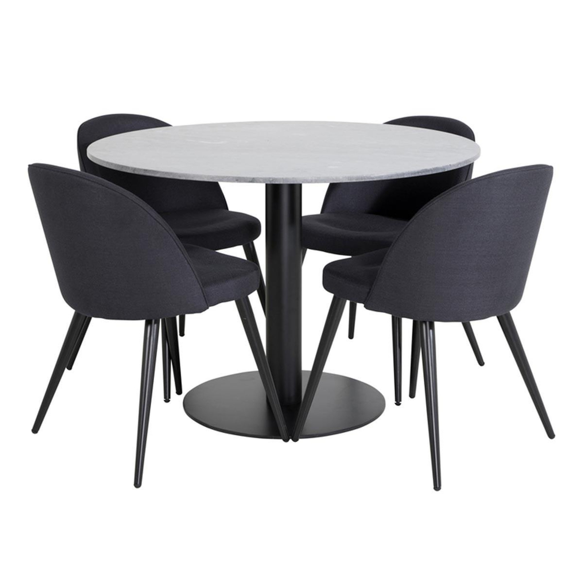Paris Prix Ensemble table à manger & 4 chaises  estelle & velvet  106cm gris foncé & noir