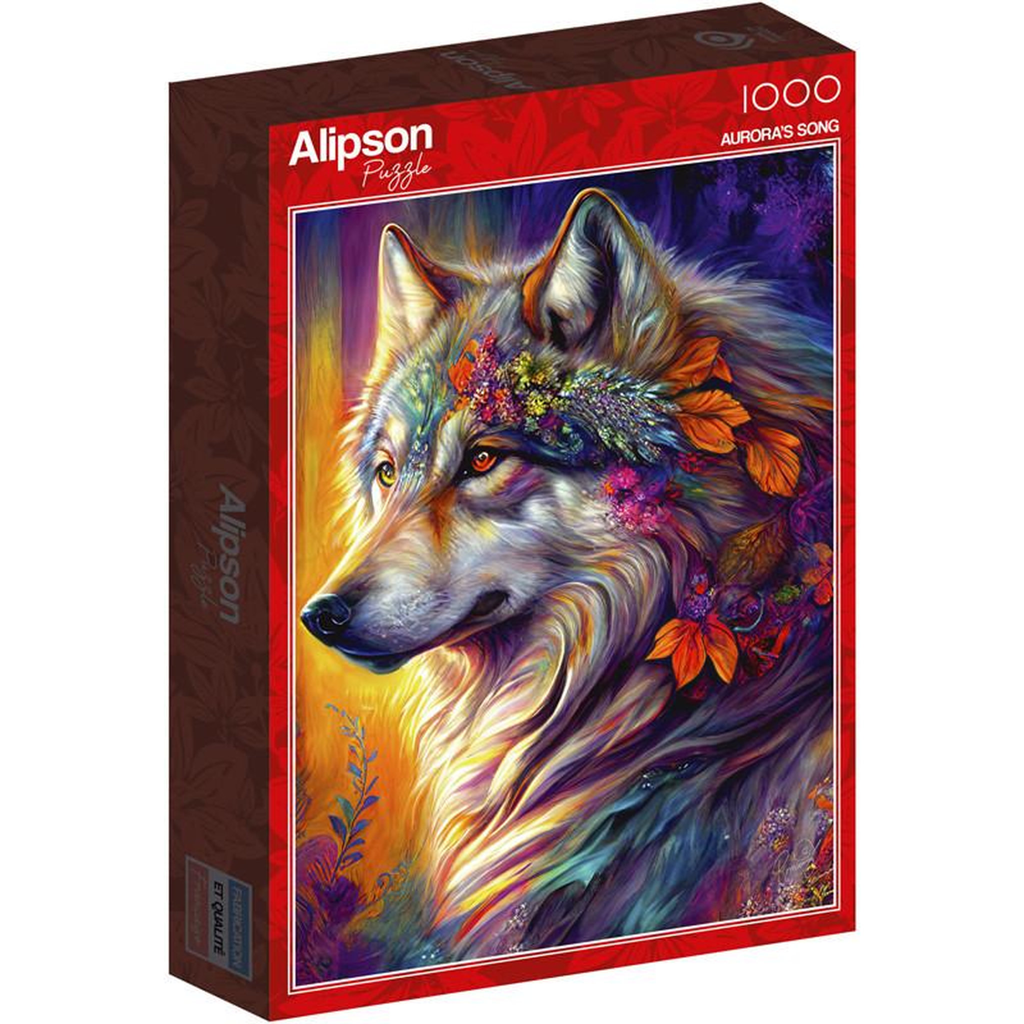 Voir la diapositive 1 : ALIZE Puzzle 1000 pièces Loup avec fleurs – Animal et nature – Adulte – Alizé