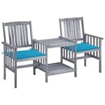 VIDAXL Chaises de jardin avec table a the et coussins Acacia solide