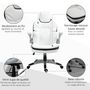 Voir la diapositive 6 : HOMCOM HOMCOM Fauteuil de bureau manager gaming style baquet racing dossier assise capitonné revêtement synthétique blanc noir