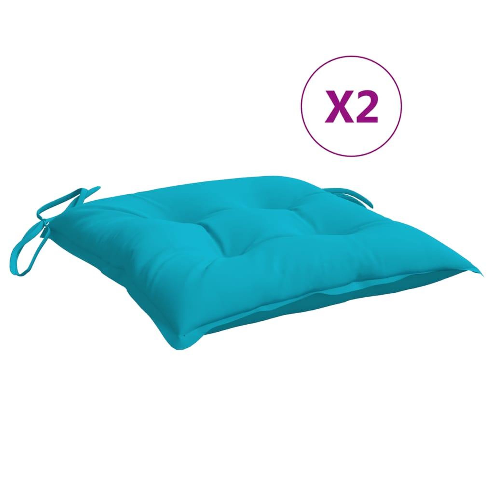 Voir la diapositive 2 : VIDAXL Coussins de chaise lot de 2 turquoise 50x50x7 cm tissu oxford