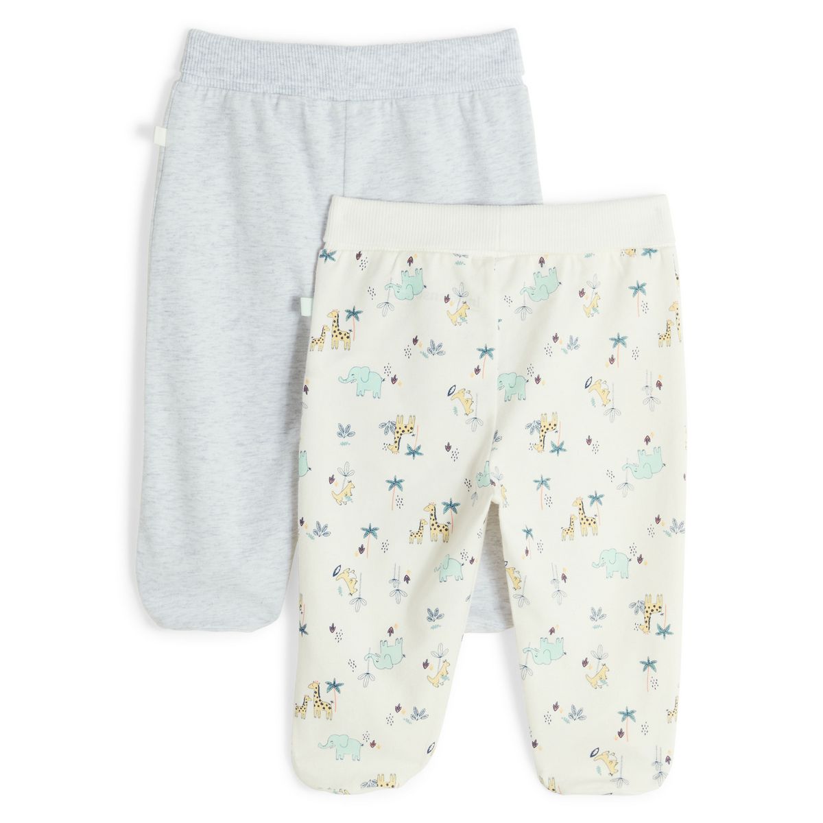 INEXTENSO Lot de 2 pantalons de naissance avec pieds jersey