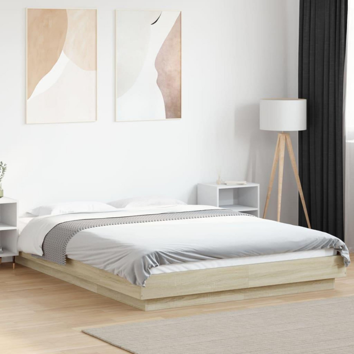 VIDAXL Cadre de lit sans matelas chene sonoma 140x200 cm