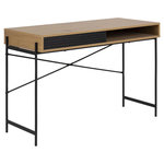 TOILINUX Bureau Aria en MDF et métal avec 1compartiment ouvert et 1 porte coulissante. Coloris disponibles : Noir, Marron