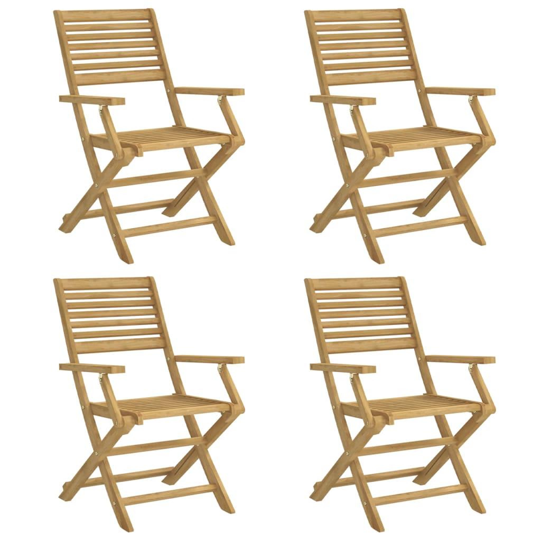 Voir la diapositive 2 : VIDAXL Chaises pliables de jardin lot de 4 bois massif d'acacia