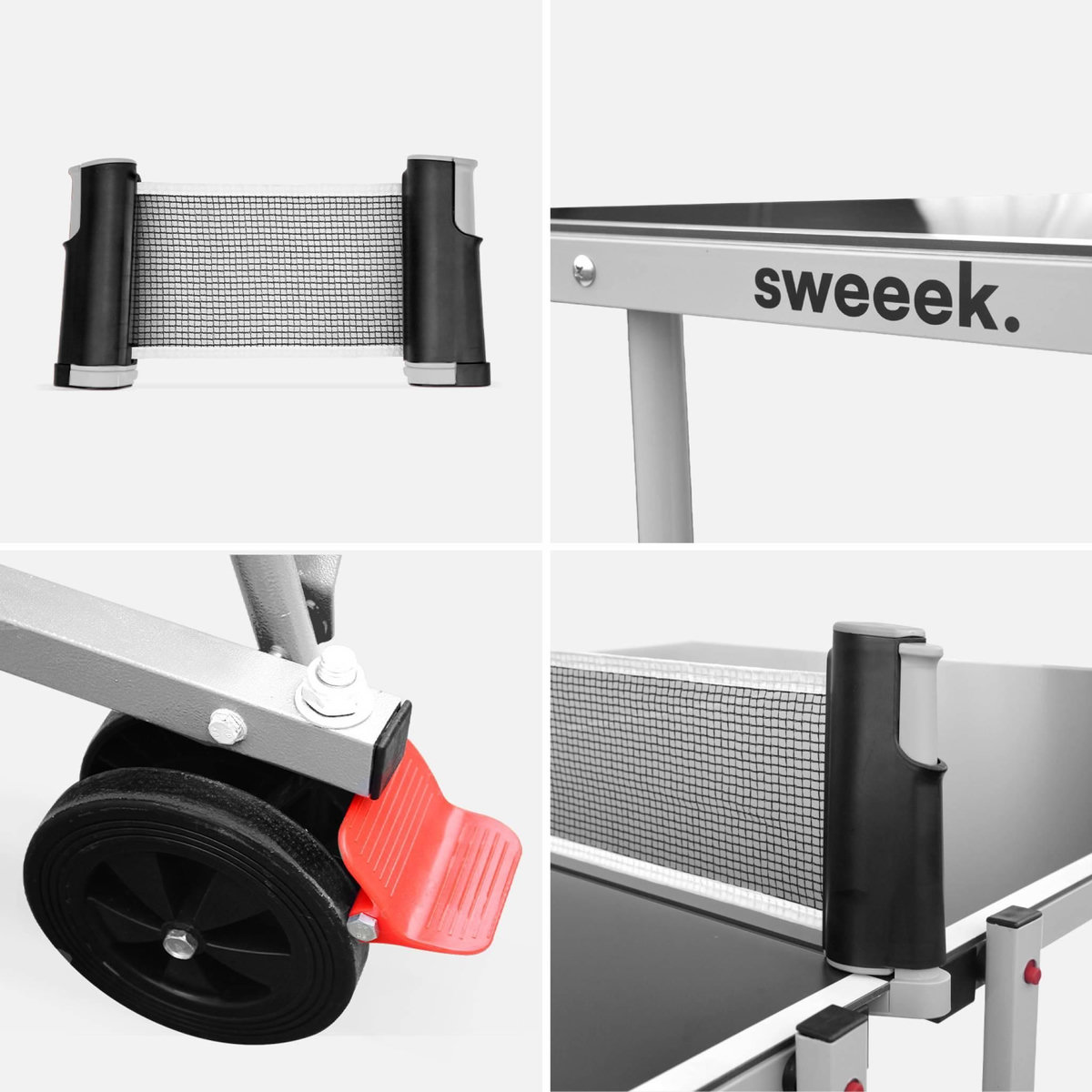 SWEEEK Table de ping pong OUTDOOR, avec 2 raquettes et 3 balles, pour utilisation extérieure, sport tennis de table