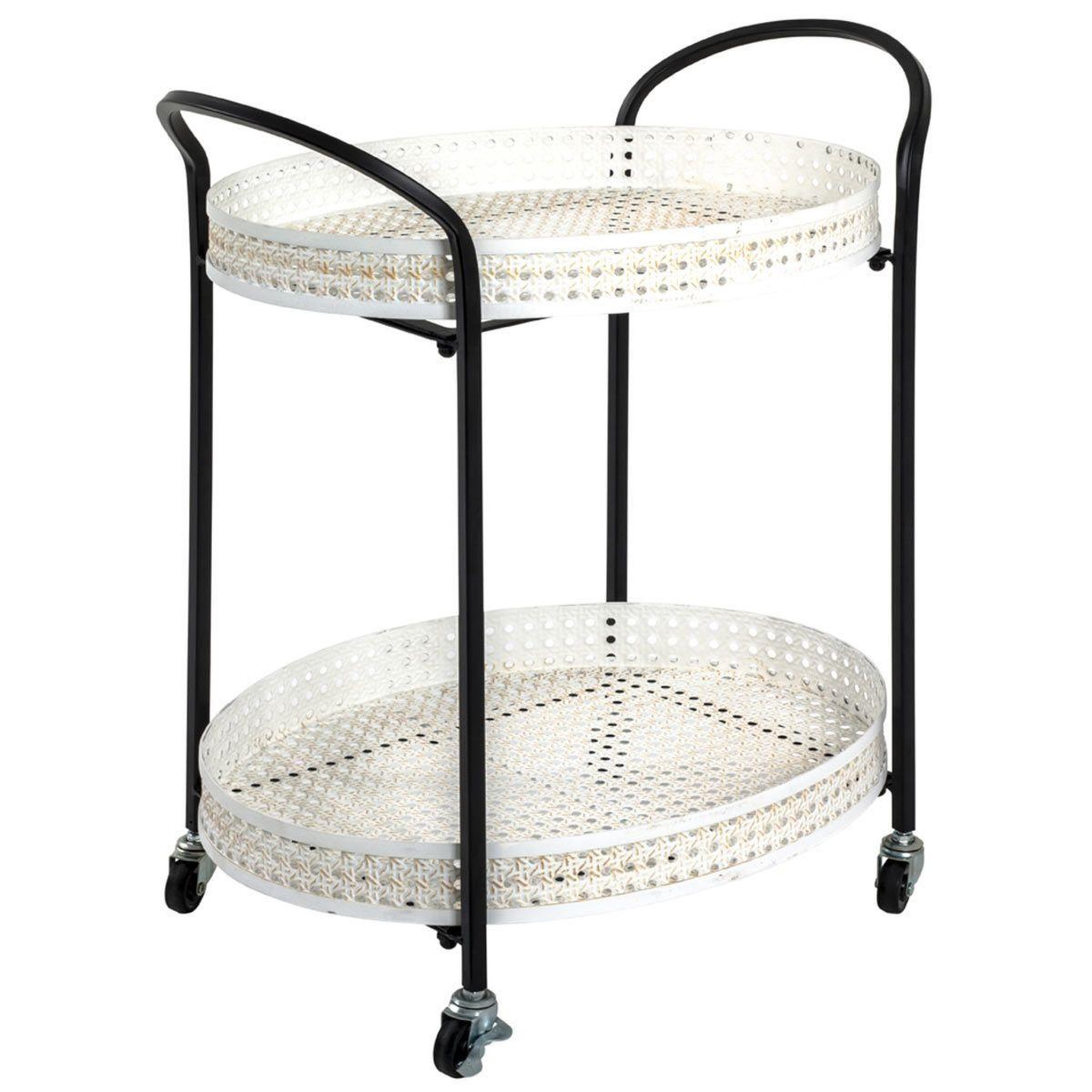 Paris Prix Desserte de cuisine 2 niveaux  cannage  70cm noir