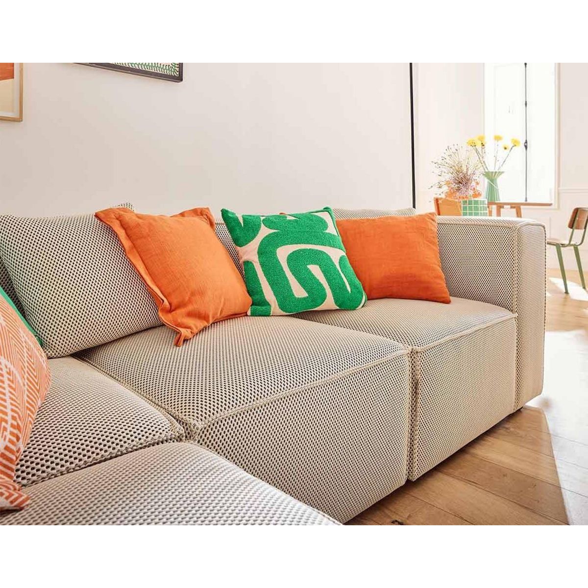 LISA DESIGN Arty - canapé modulable d'angle gauche 5 places - en tissu mailles 3d