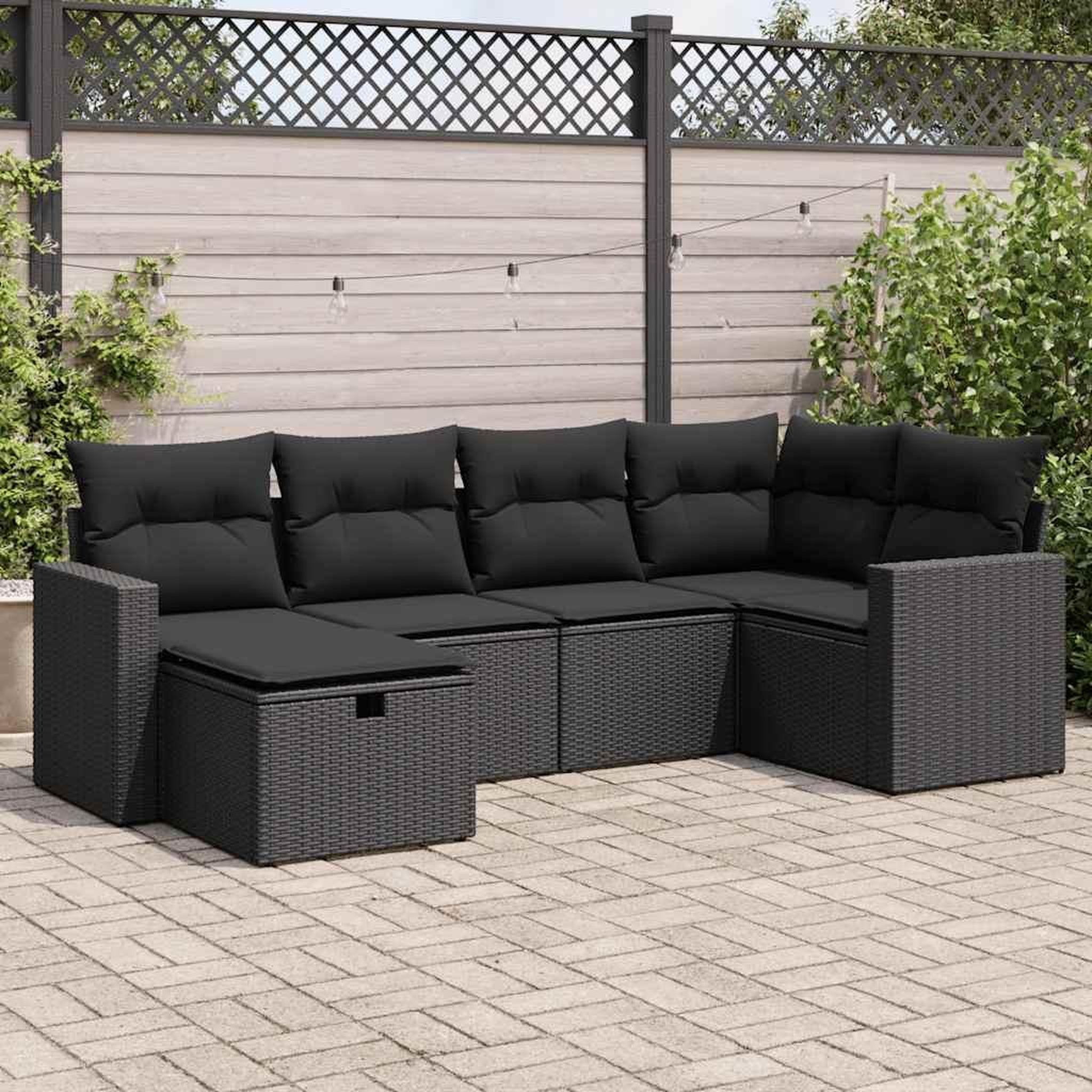 VIDAXL Salon de jardin 6 pcs avec coussins noir resine tressee