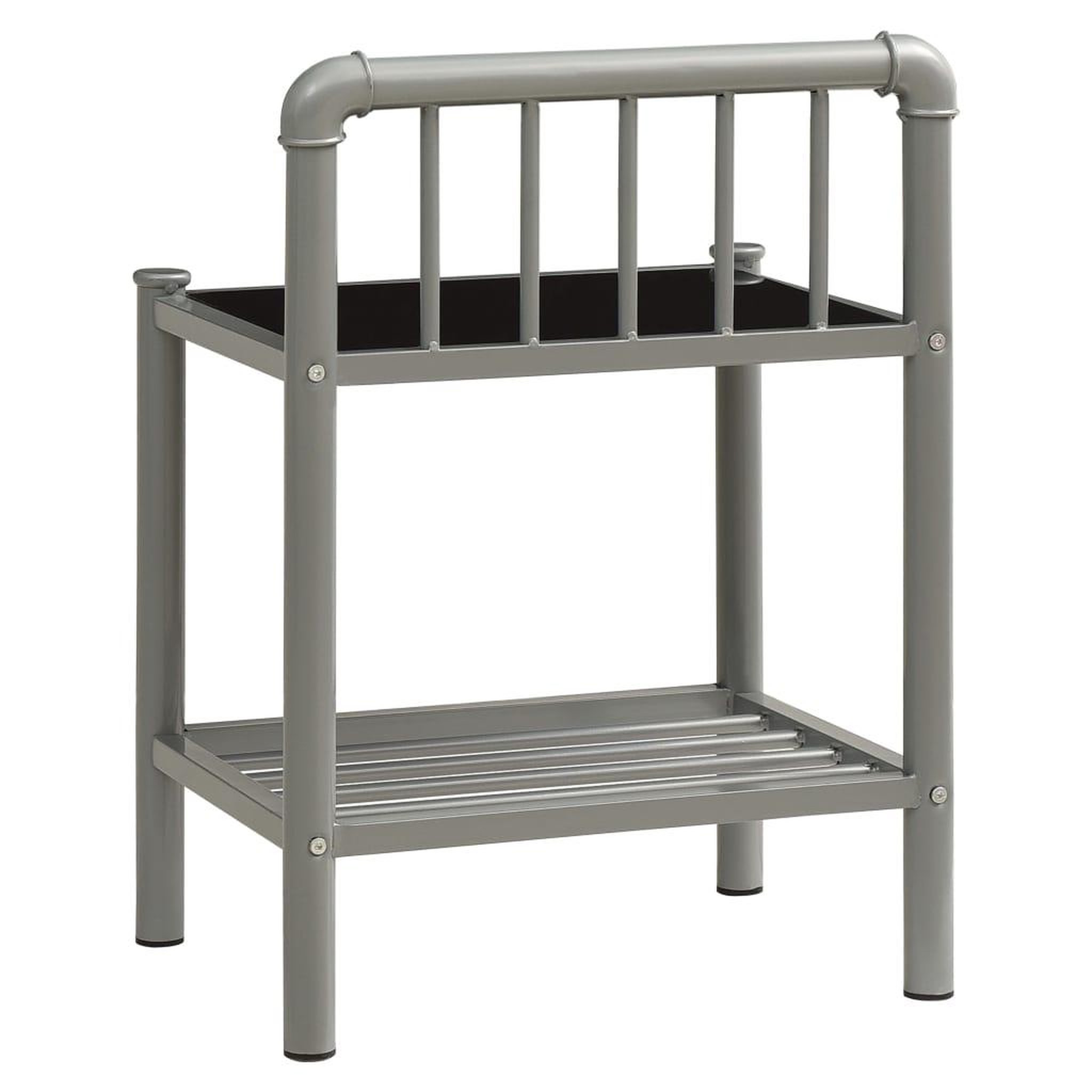 Voir la diapositive 5 : VIDAXL Table de chevet Gris et noir 45x34,5x62,5 cm Metal et verre