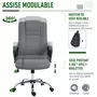 HOMCOM HOMCOM Fauteuil de bureau à roulettes chaise manager ergonomique pivotante hauteur réglable lin gris foncé