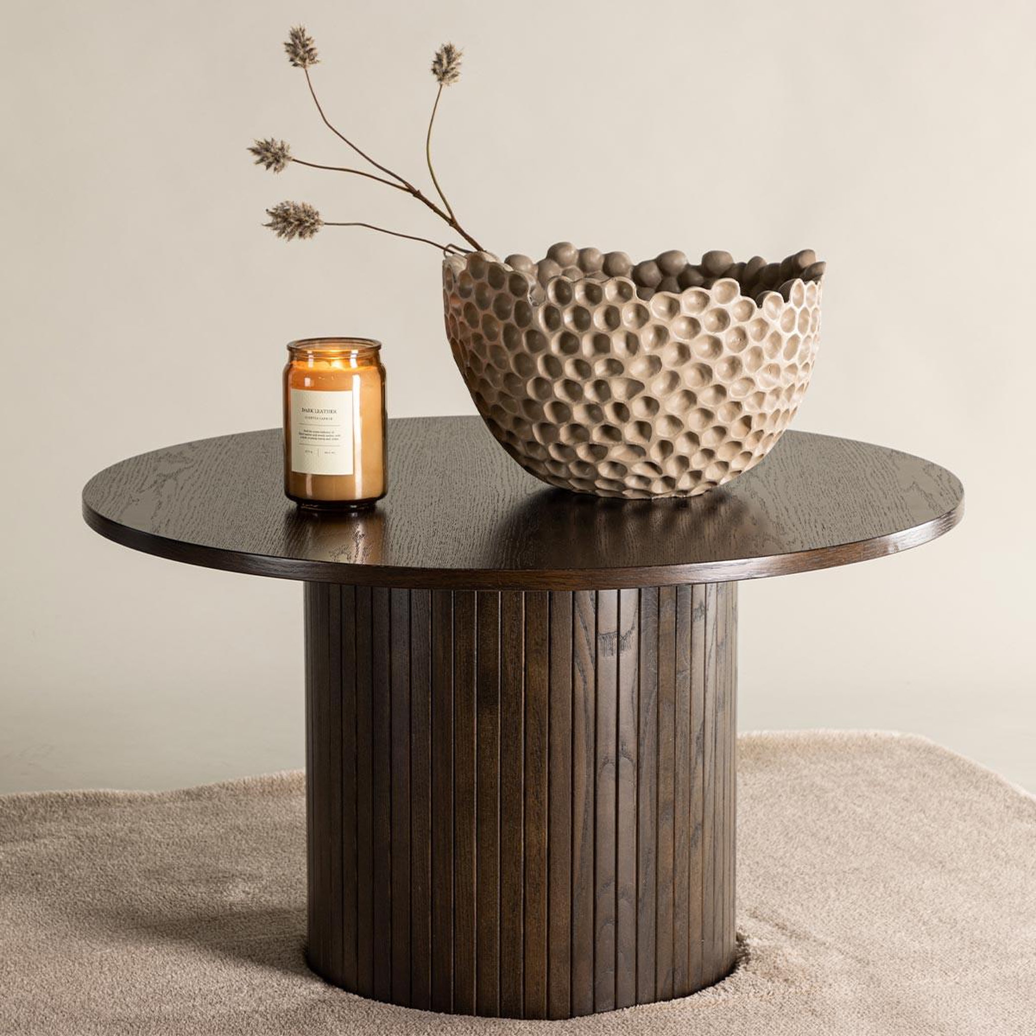 Voir la diapositive 3 : Paris Prix Table basse design nervuré  bianca  80cm marron