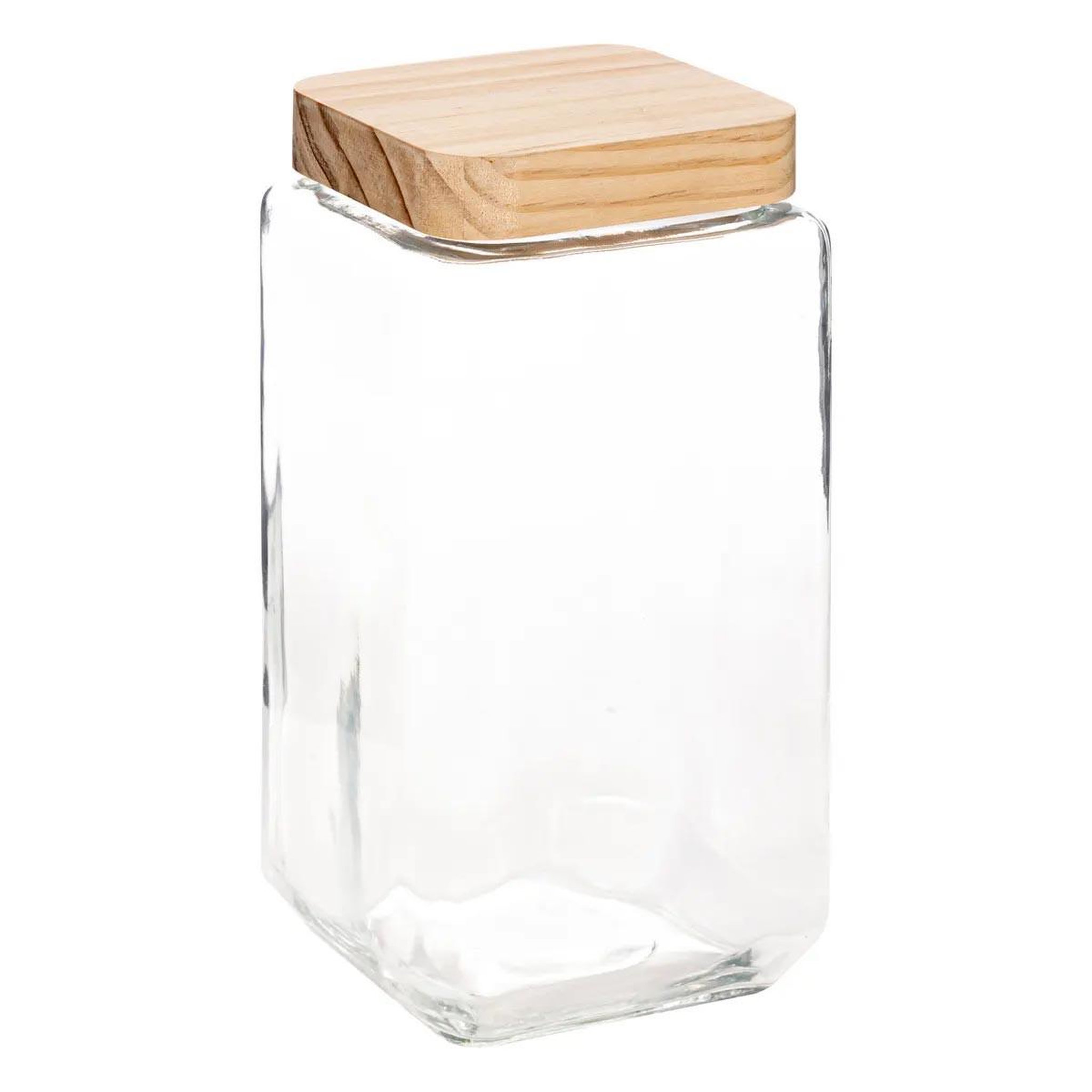 FIVE Bocal carré verre & pin  nyna  2l transparent