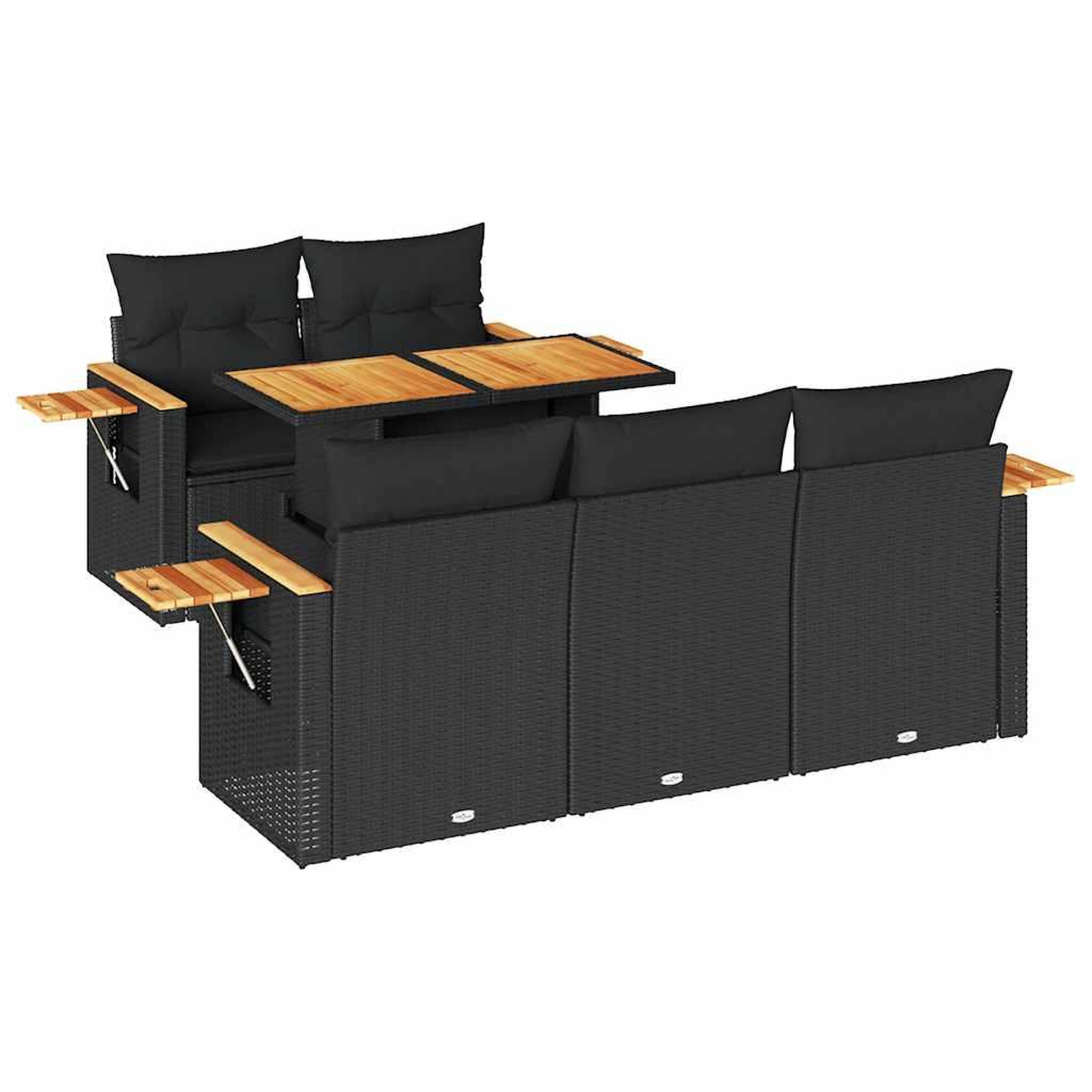 Voir la diapositive 2 : VIDAXL Salon de jardin 6 pcs avec coussins noir resine tressee acacia