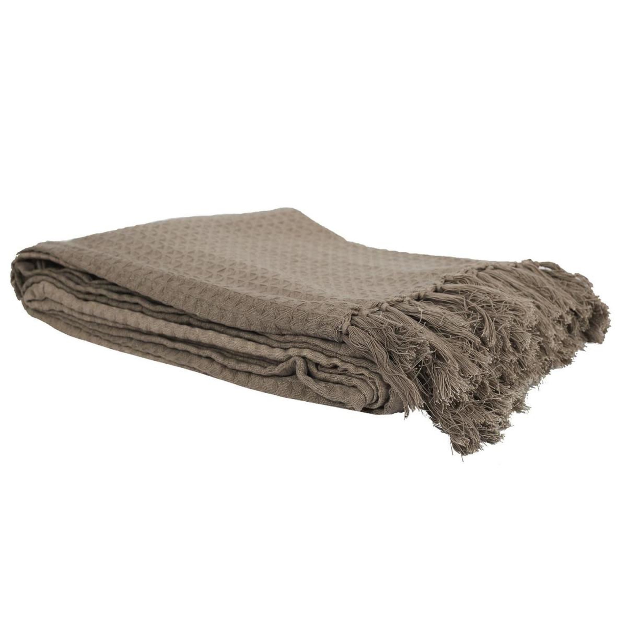 Voir la diapositive 2 : The Home Deco Factory Jeté de canapé  gaufré  130x160cm taupe