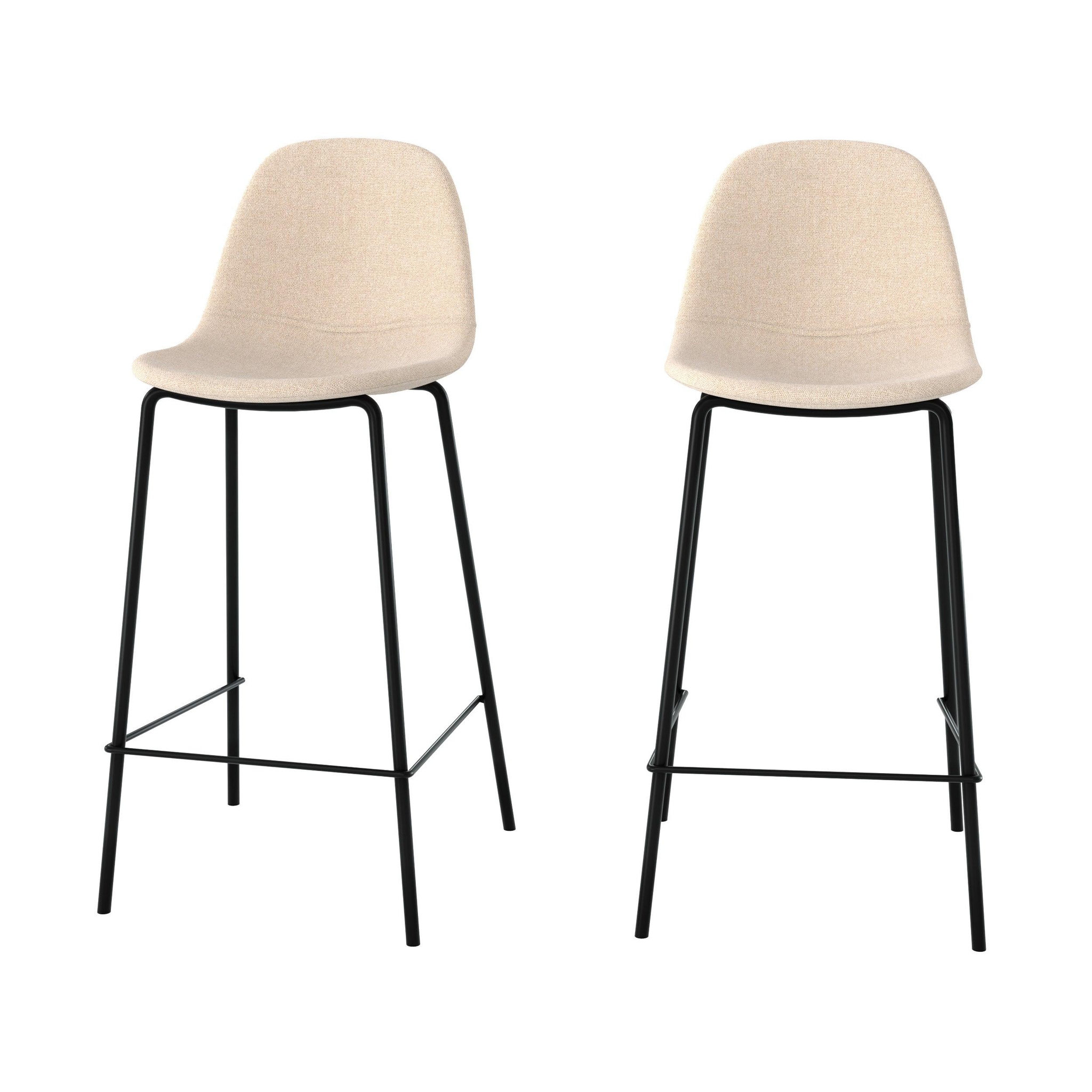 MAISON PAVANE Lot de 2 chaises pour îlot central en tissu beige 65,5 cm-henrik