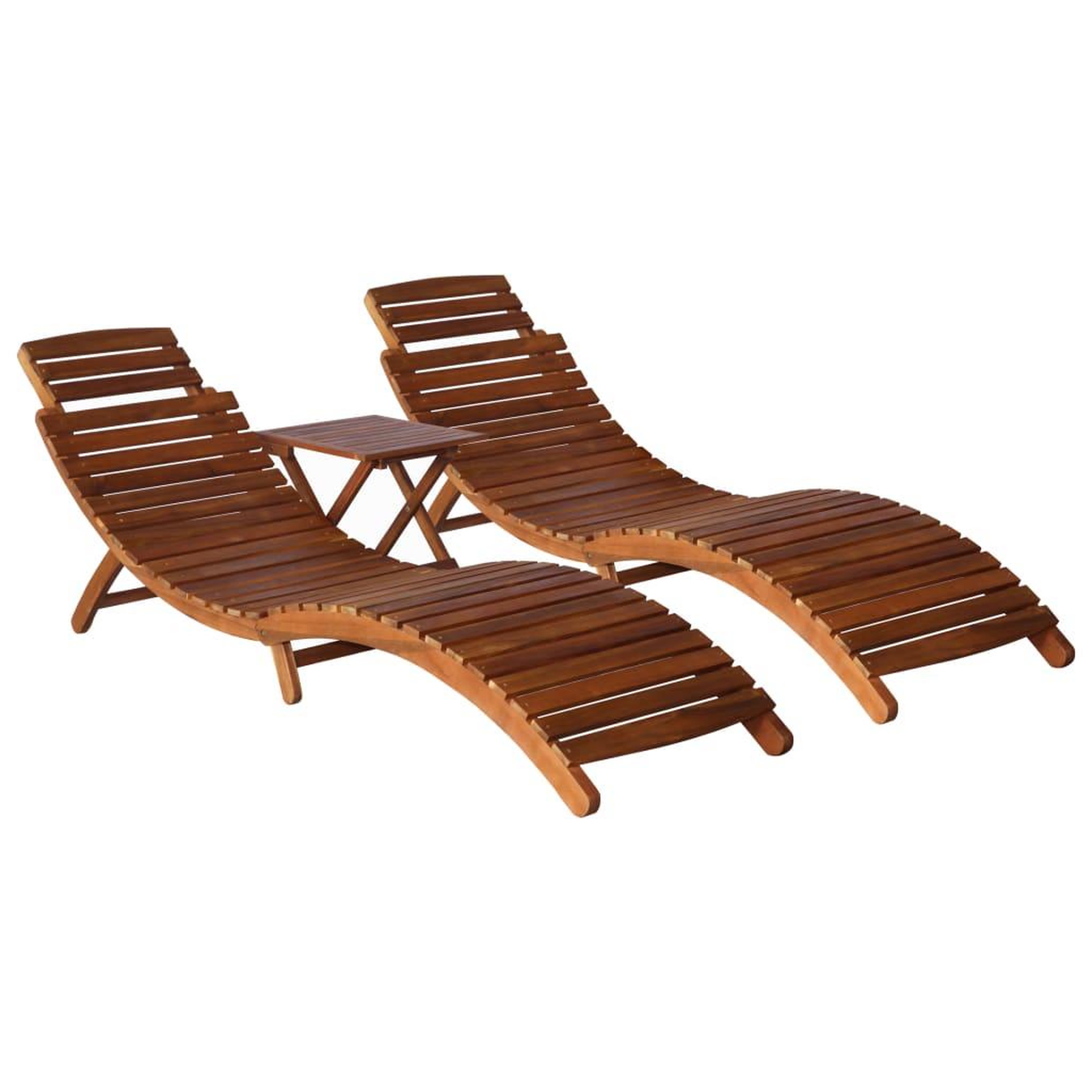 VIDAXL Chaise longue avec table a the 3 pcs bois d'acacia massif