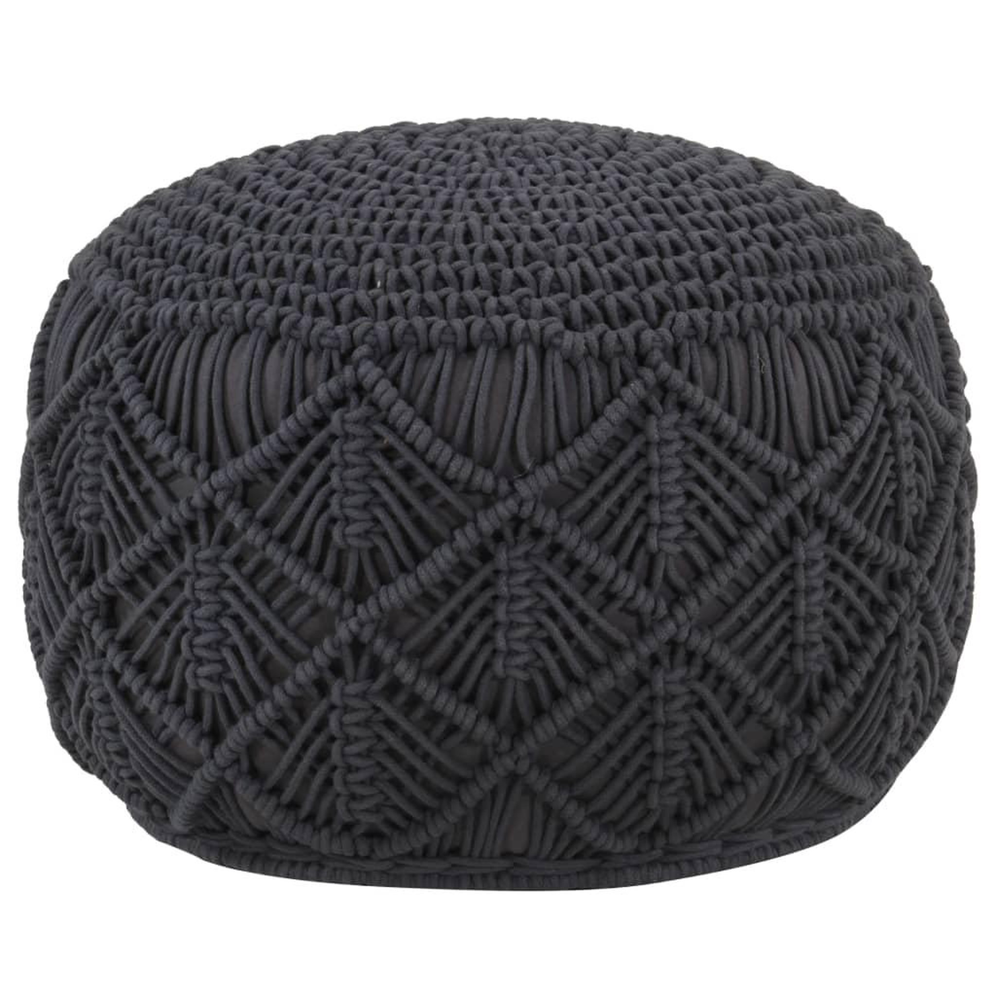 Voir la diapositive 1 : VIDAXL Pouf fait a la main en macrame Anthracite 45x30 cm Coton