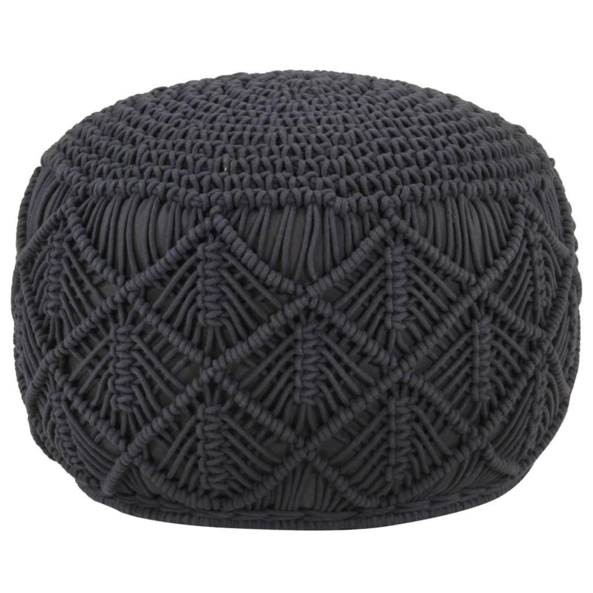 VIDAXL Pouf fait a la main en macrame Anthracite 45x30 cm Coton