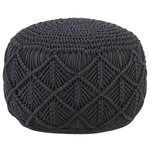 VIDAXL Pouf fait a la main en macrame Anthracite 45x30 cm Coton