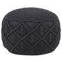 Voir la diapositive 1 : VIDAXL Pouf fait a la main en macrame Anthracite 45x30 cm Coton