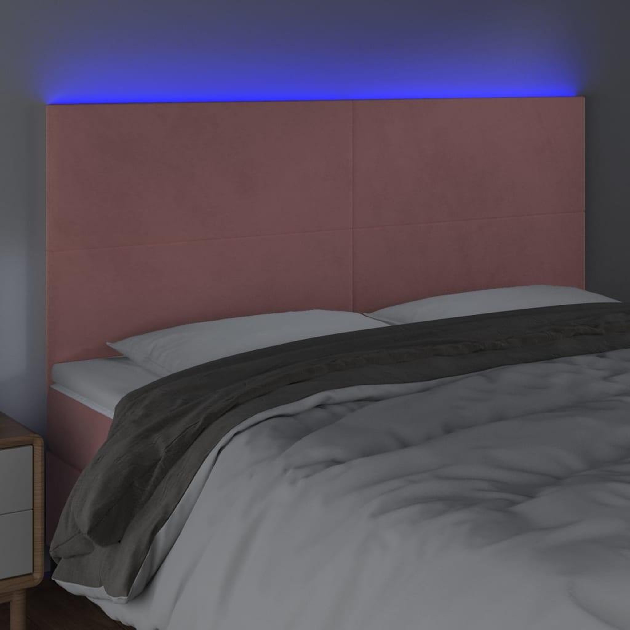 Voir la diapositive 3 : VIDAXL Tete de lit a LED Rose 200x5x118/128 cm Velours