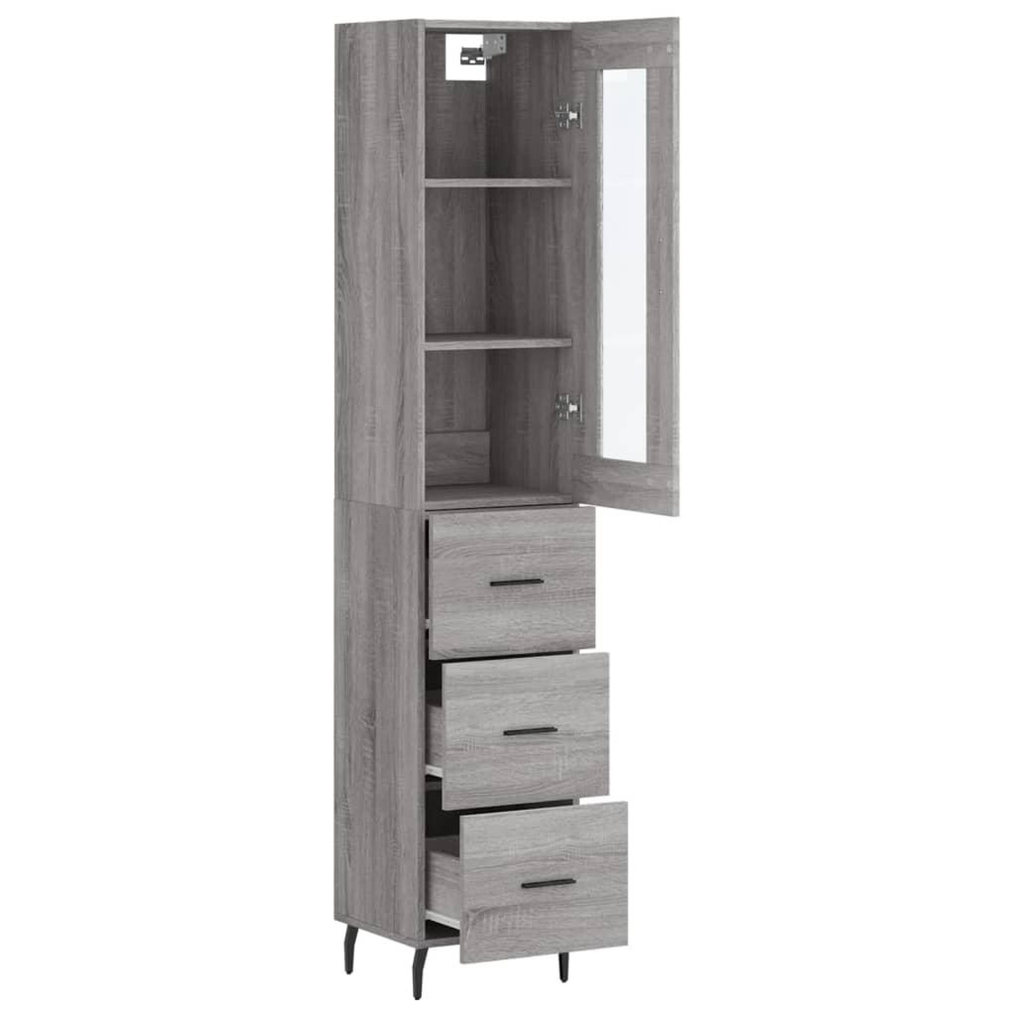 Voir la diapositive 4 : VIDAXL Buffet haut Sonoma gris 34,5x34x180 cm Bois d'ingenierie