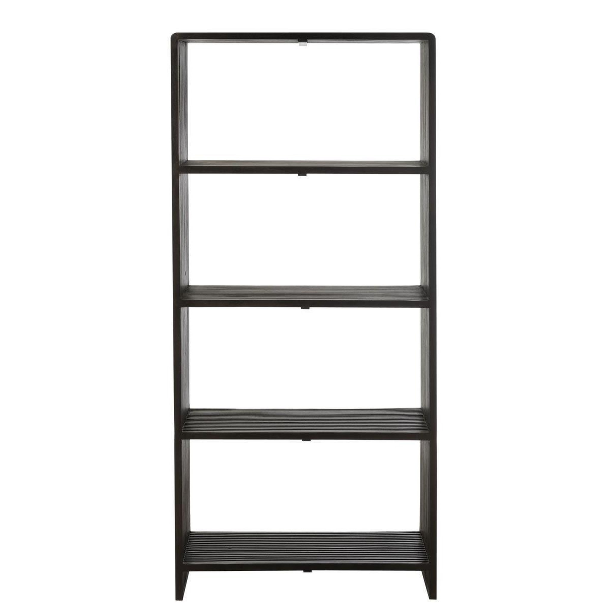 Voir la diapositive 2 : J-LINE Bibliothèque 4 Niveaux en Bois  Teck  190cm Noir