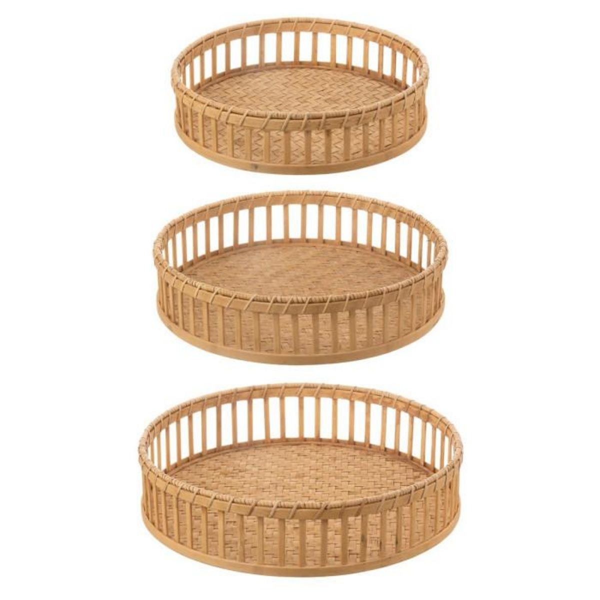 Paris Prix Lot de 3 Plateaux Déco  Ronds  47cm Naturel