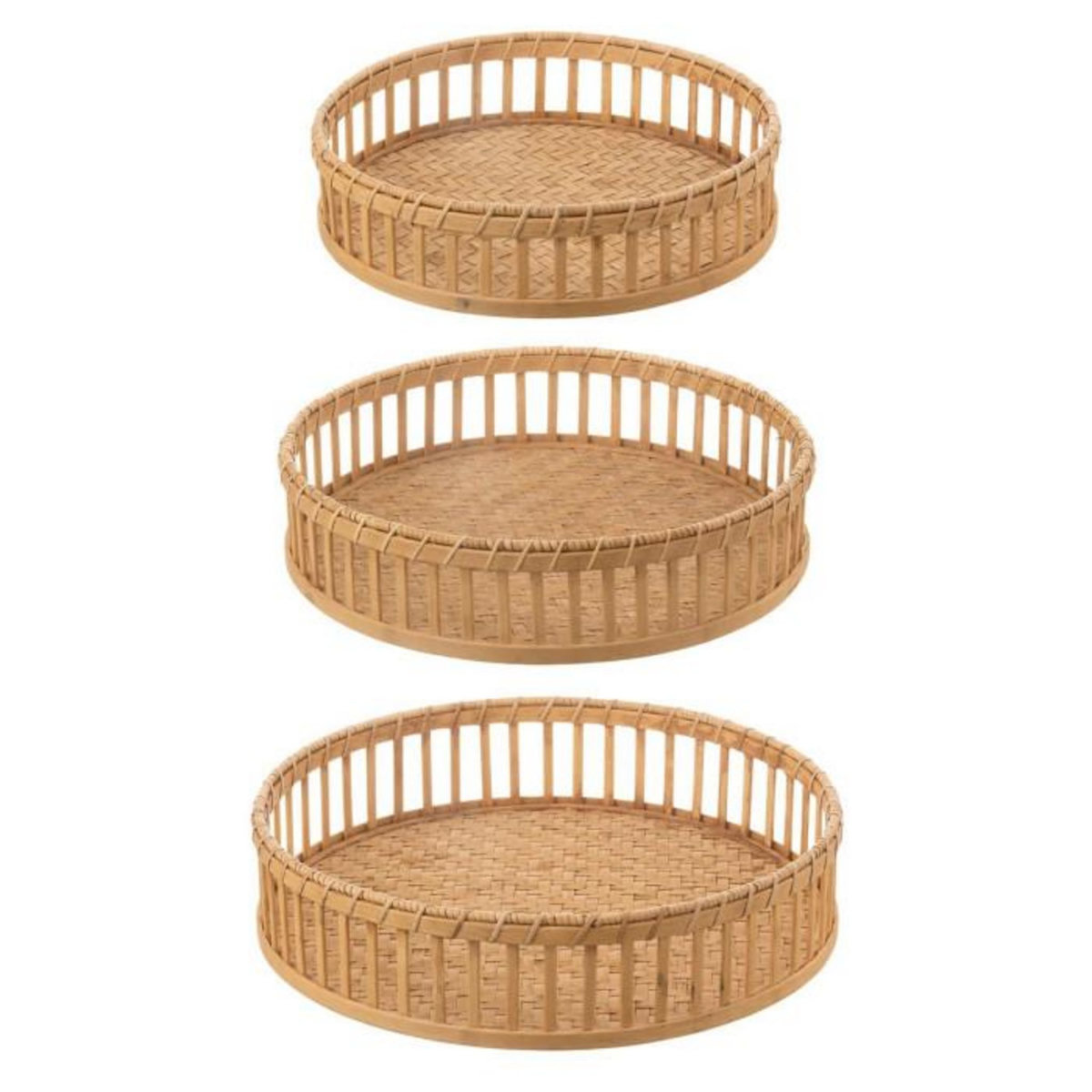 Paris Prix Lot de 3 Plateaux Déco  Ronds  47cm Naturel