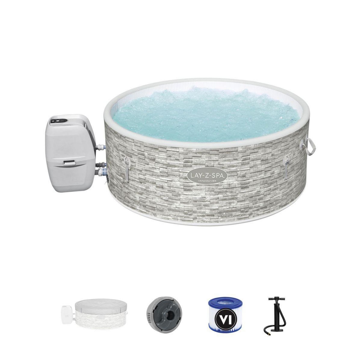 BESTWAY Spa gonflable rond Lay-Z-Spa® Vancouver Airjet Plus&trade; décor pierre