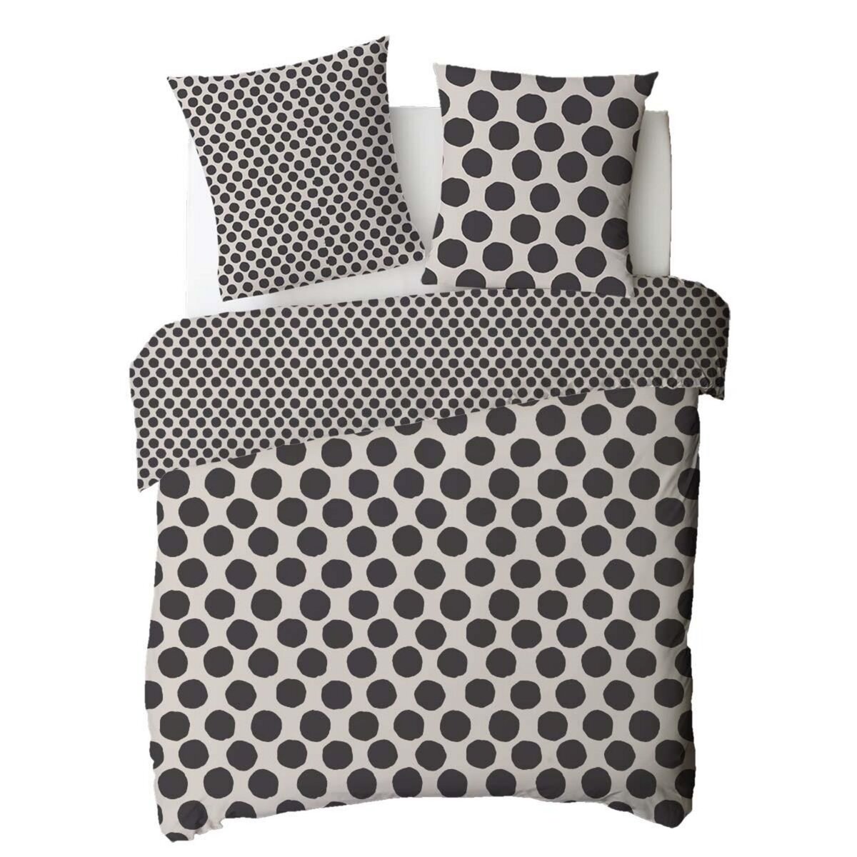 FUTURE HOME Parure de lit 2 personnes à pois réversible en coton
