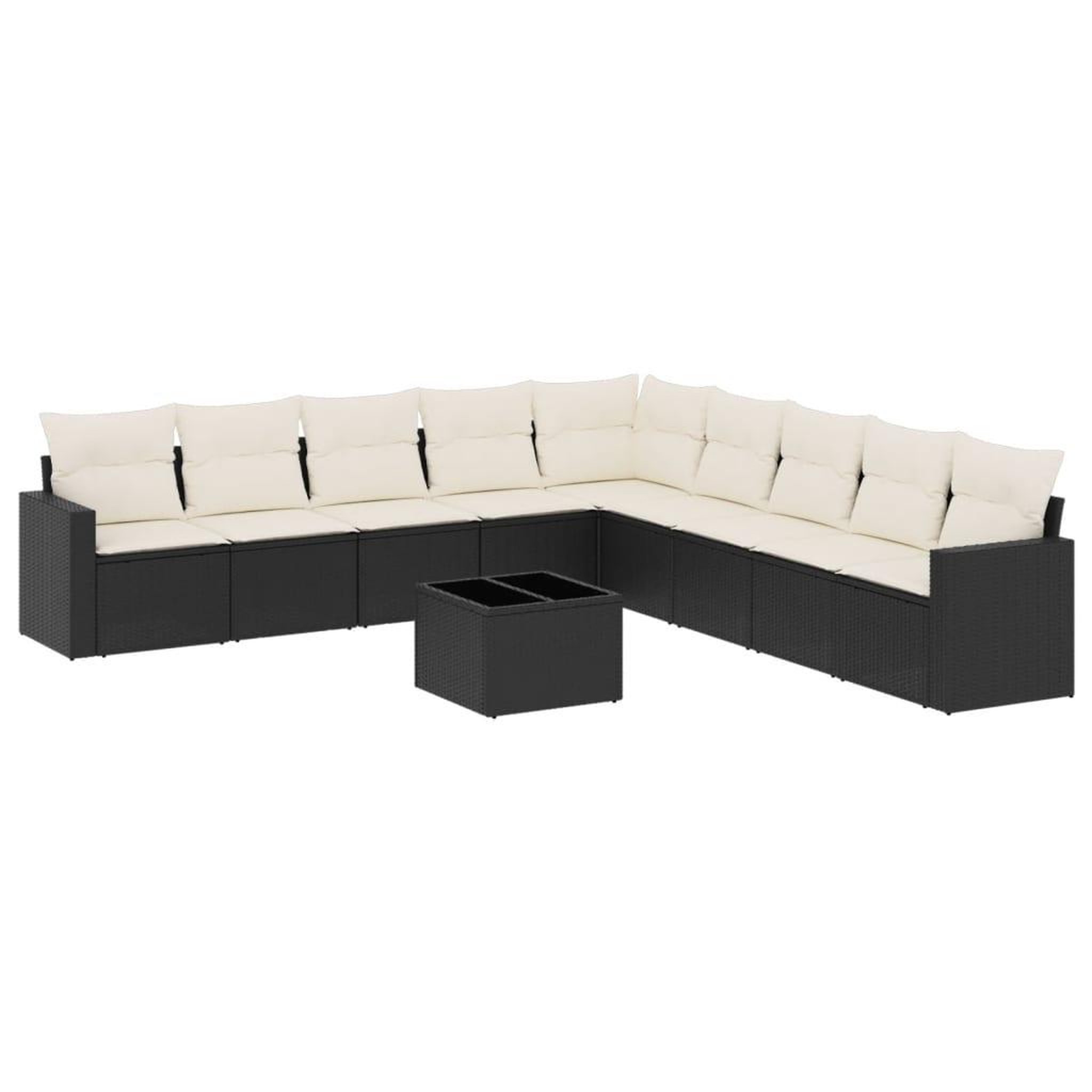Voir la diapositive 2 : VIDAXL Salon de jardin 10 pcs avec coussins noir resine tressee