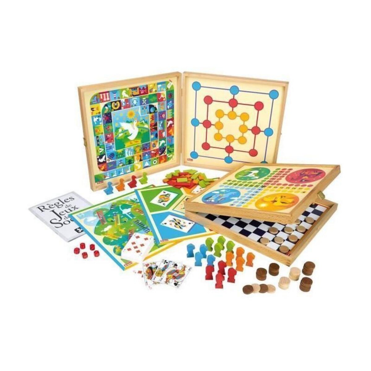 JeuJura JEUJURA Coffret de Jeux classiques - 80 regles - Pions bois