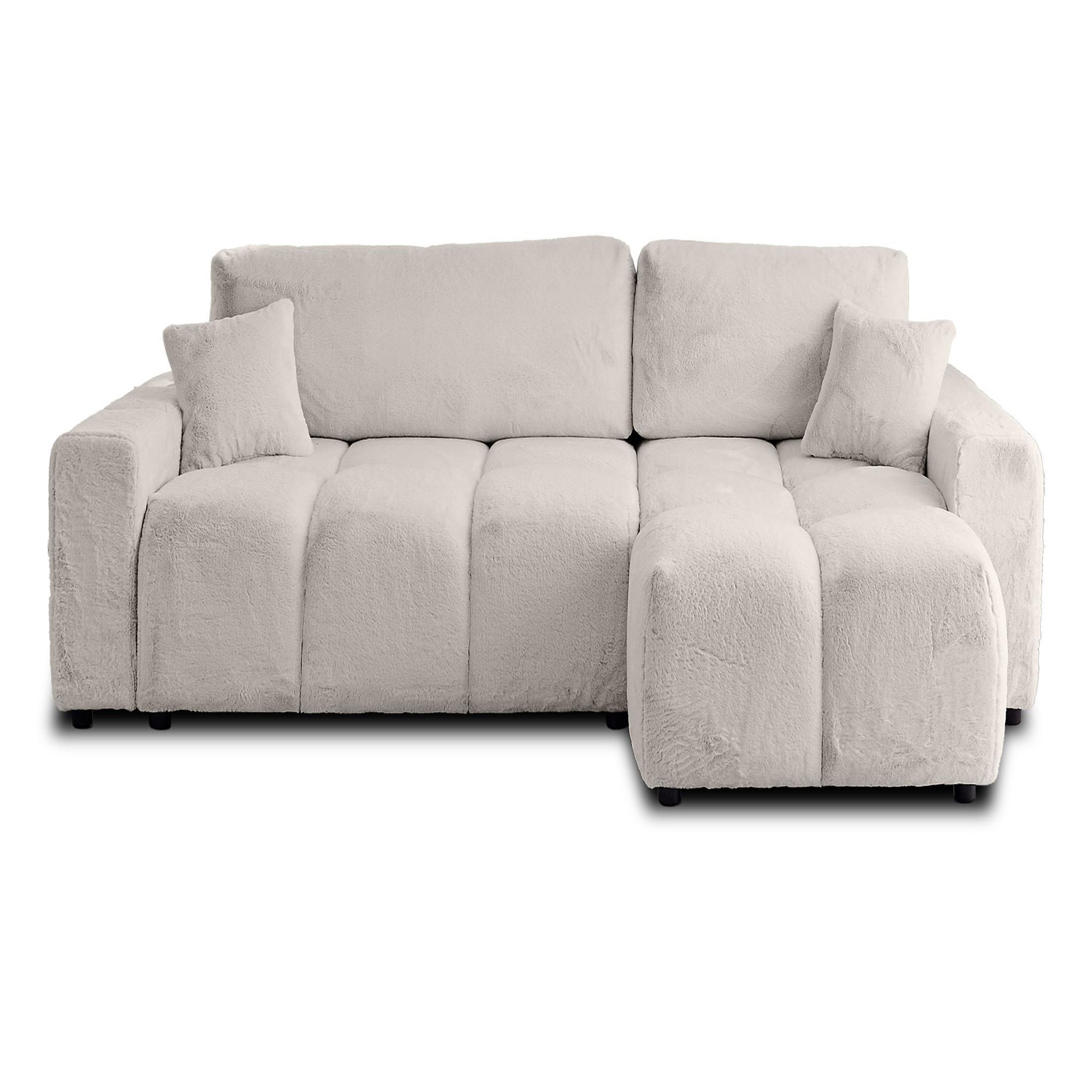 Voir la diapositive 1 : BEST MOBILIER Crocus - canapé d'angle réversible - 4 places - convertible avec coffre - en fausse fourrure