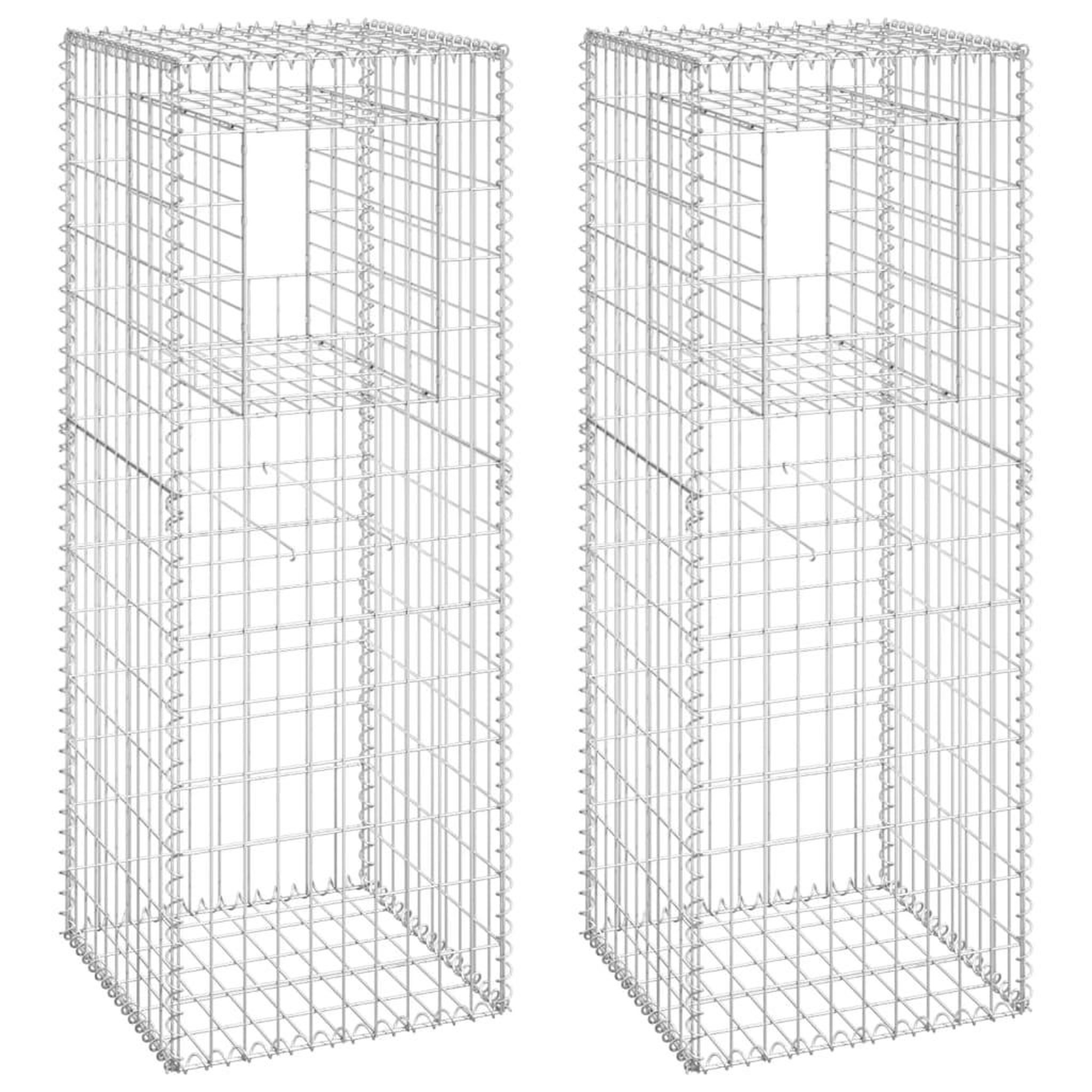 Voir la diapositive 2 : VIDAXL Poteaux a panier de gabion 2 pcs 50x50x140 cm Fer