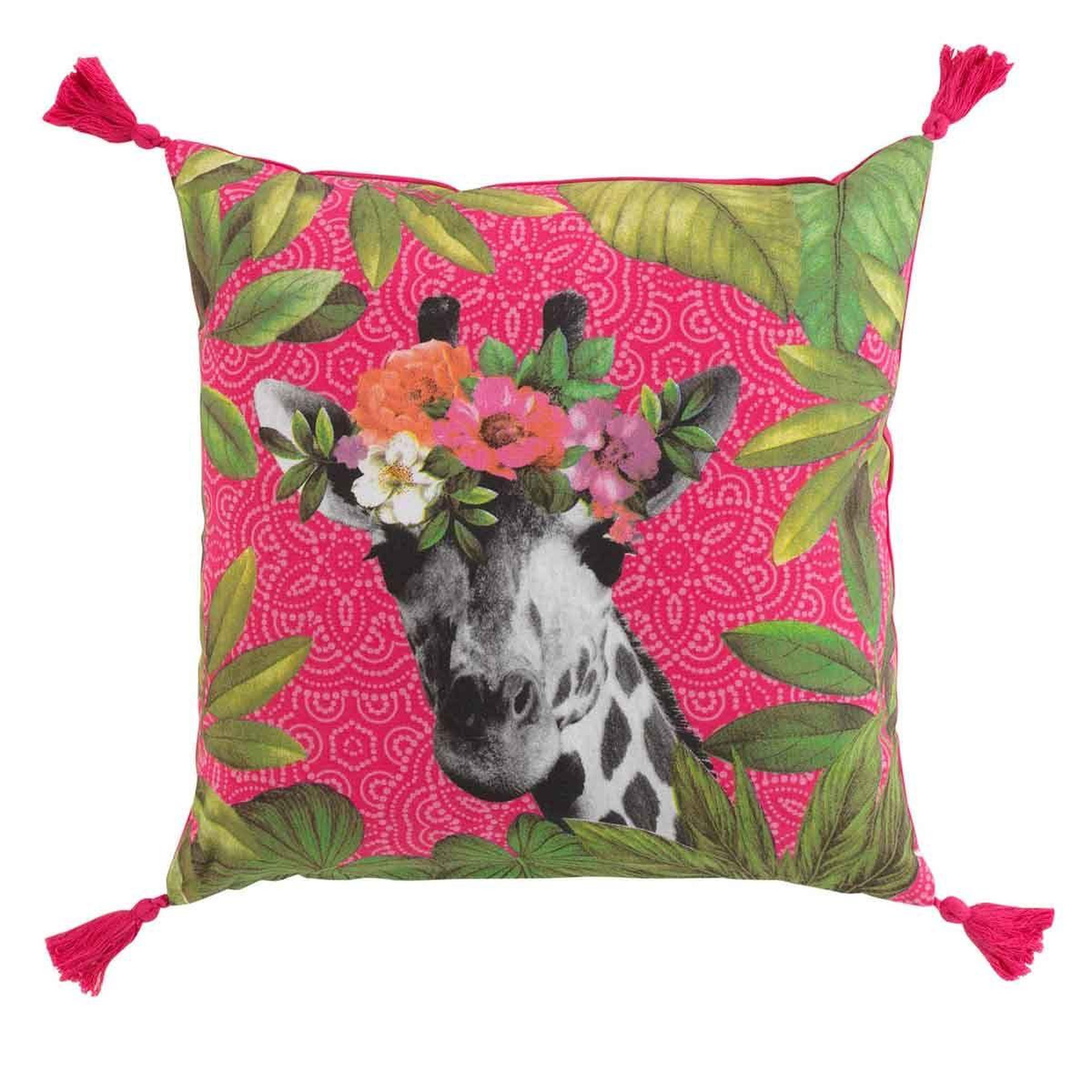 Voir la diapositive 1 : Douceur d'Intérieur Coussin déco imprimé  agrippine  45x45cm rose