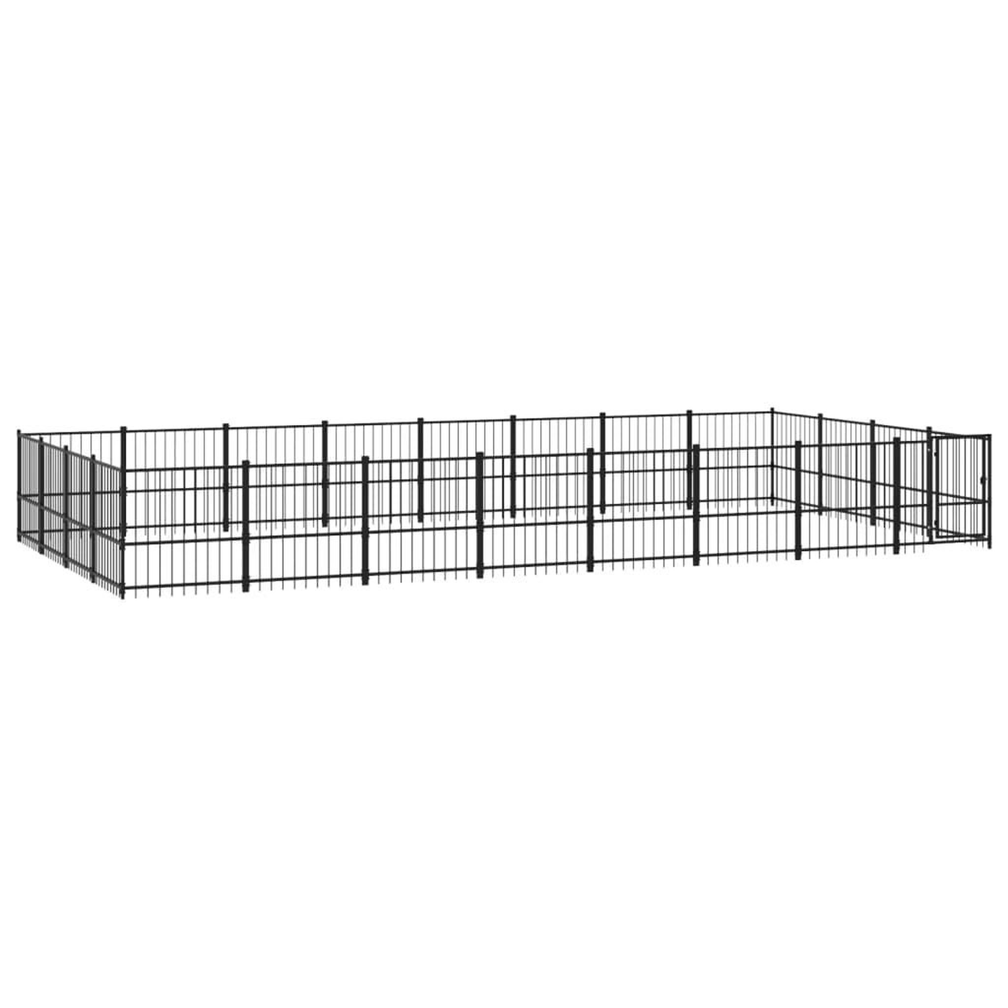 Voir la diapositive 2 : VIDAXL Chenil d'exterieur pour chiens Acier 30,11 m²