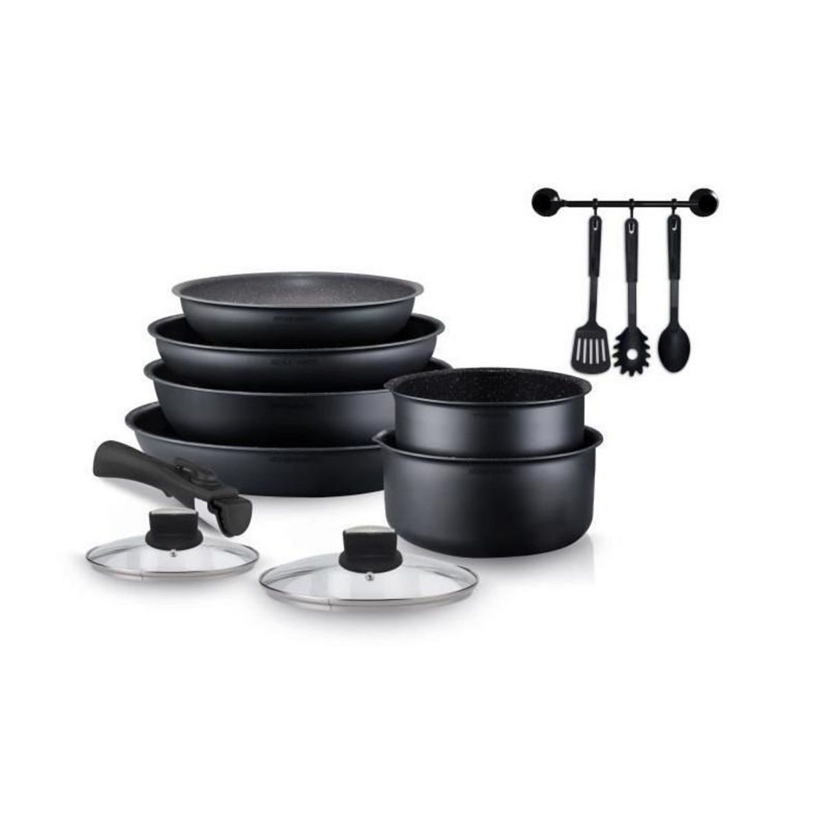 Arthur Martin Arthur Martin AM268B Batterie de cuisine 12 pieces - poignée amovible - tous feux dont induction