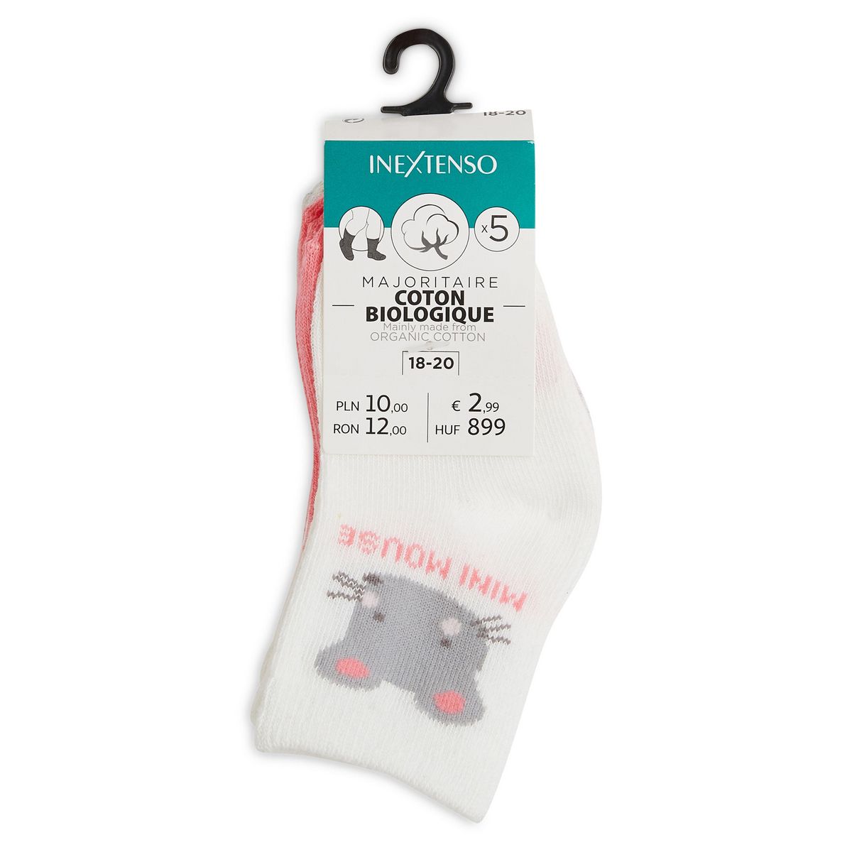 IN EXTENSO Lot de 5 paires de chaussettes souris bébé fille