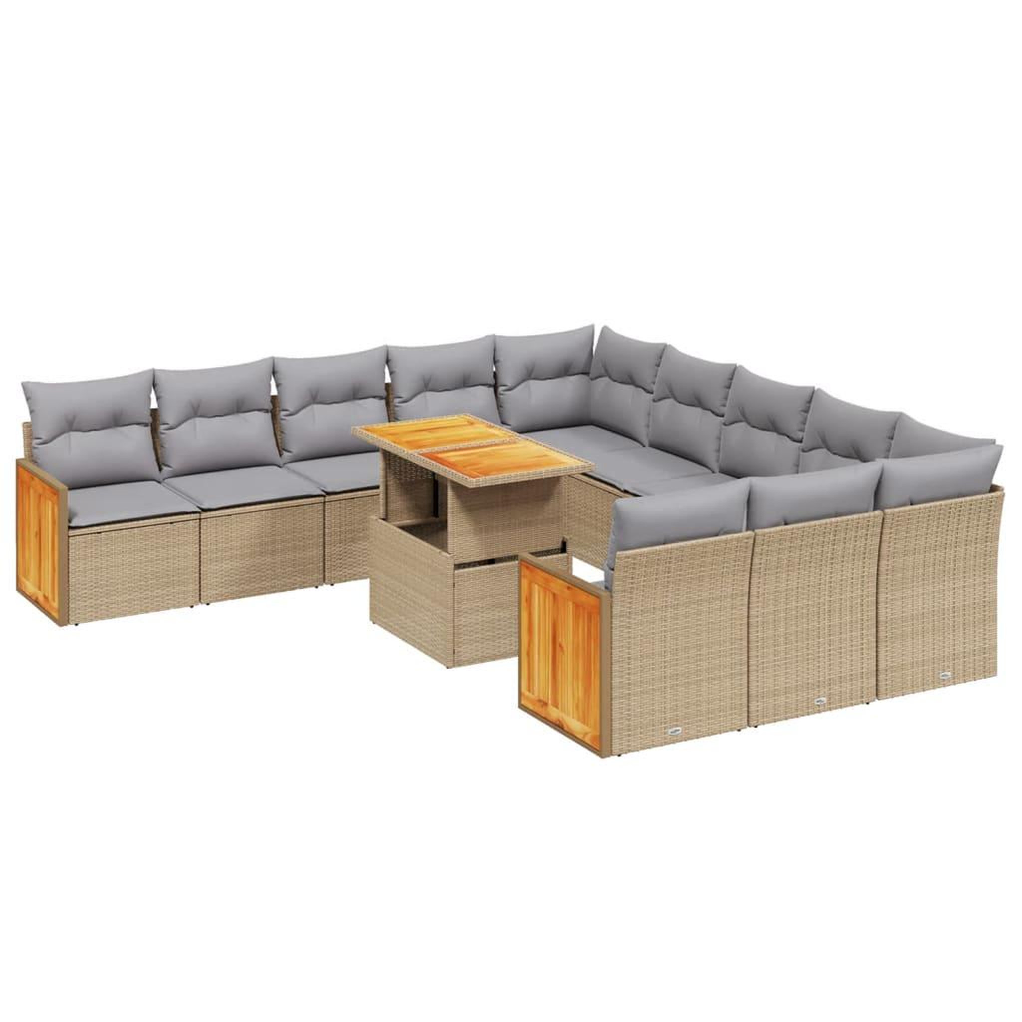 Voir la diapositive 2 : VIDAXL Salon de jardin 11 pcs avec coussins beige resine tressee