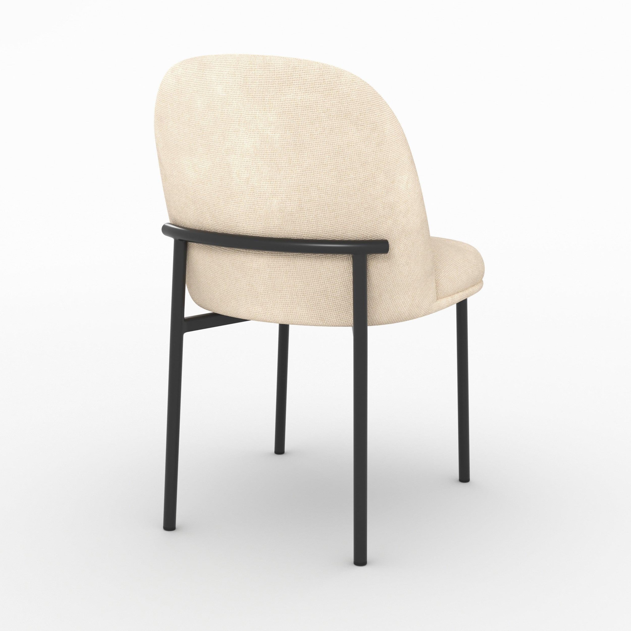 Voir la diapositive 2 : MAISON PAVANE Lot de 2 chaises en tissu beige et pieds métal noir-noah