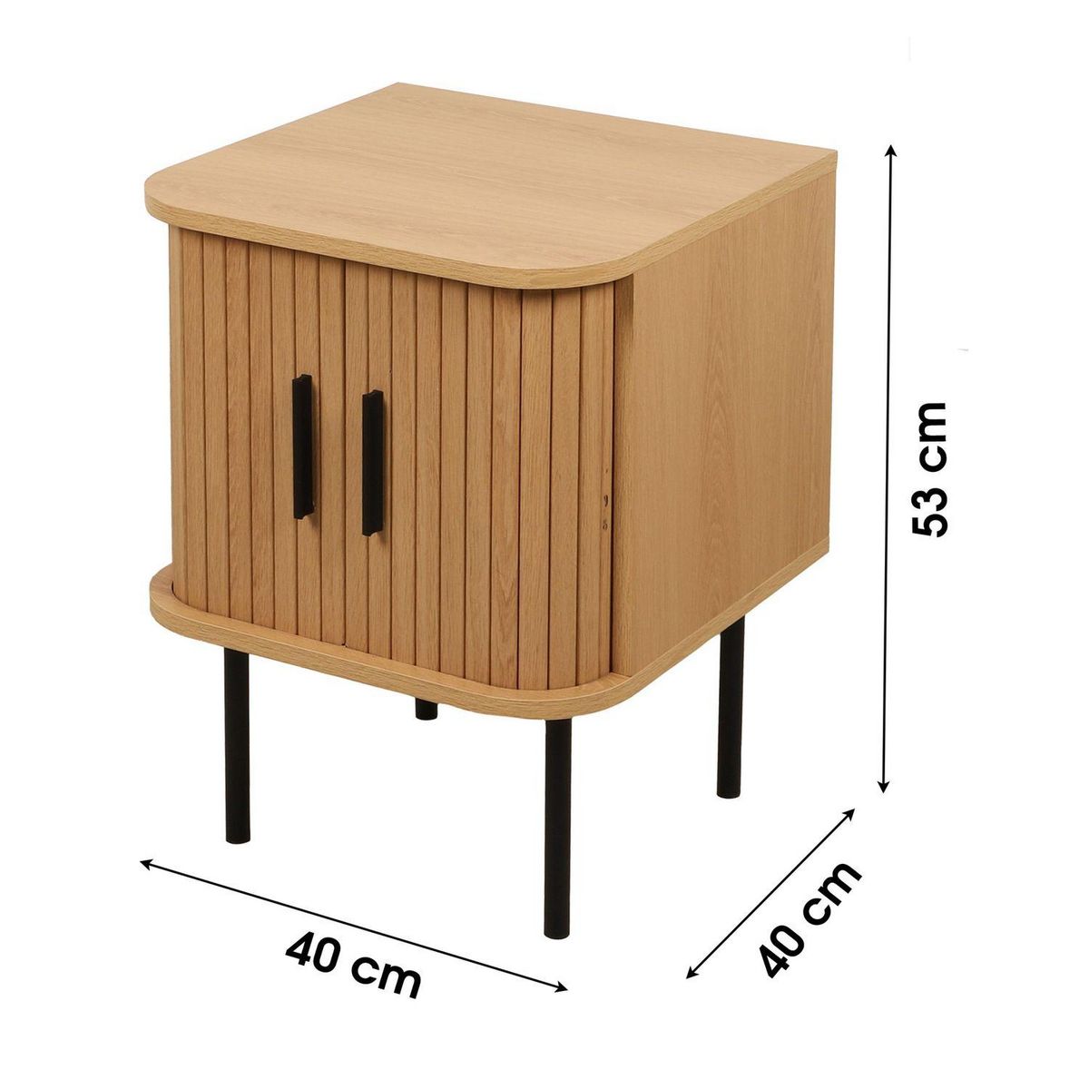 DIVERS Table de chevet 2 portes effet tasseau BONNIE - Beige