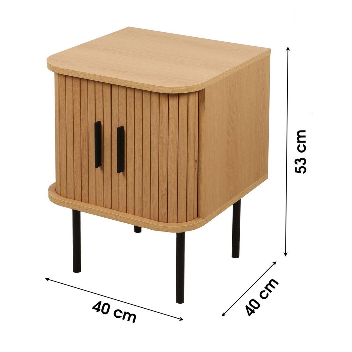 DIVERS Table de chevet 2 portes effet tasseau BONNIE - Beige