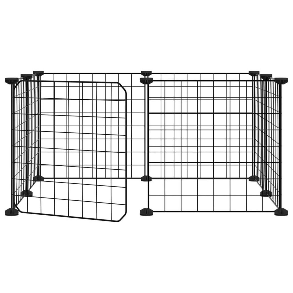 VIDAXL Cage animaux de compagnie a 8 panneaux et porte Noir 35x35 cm