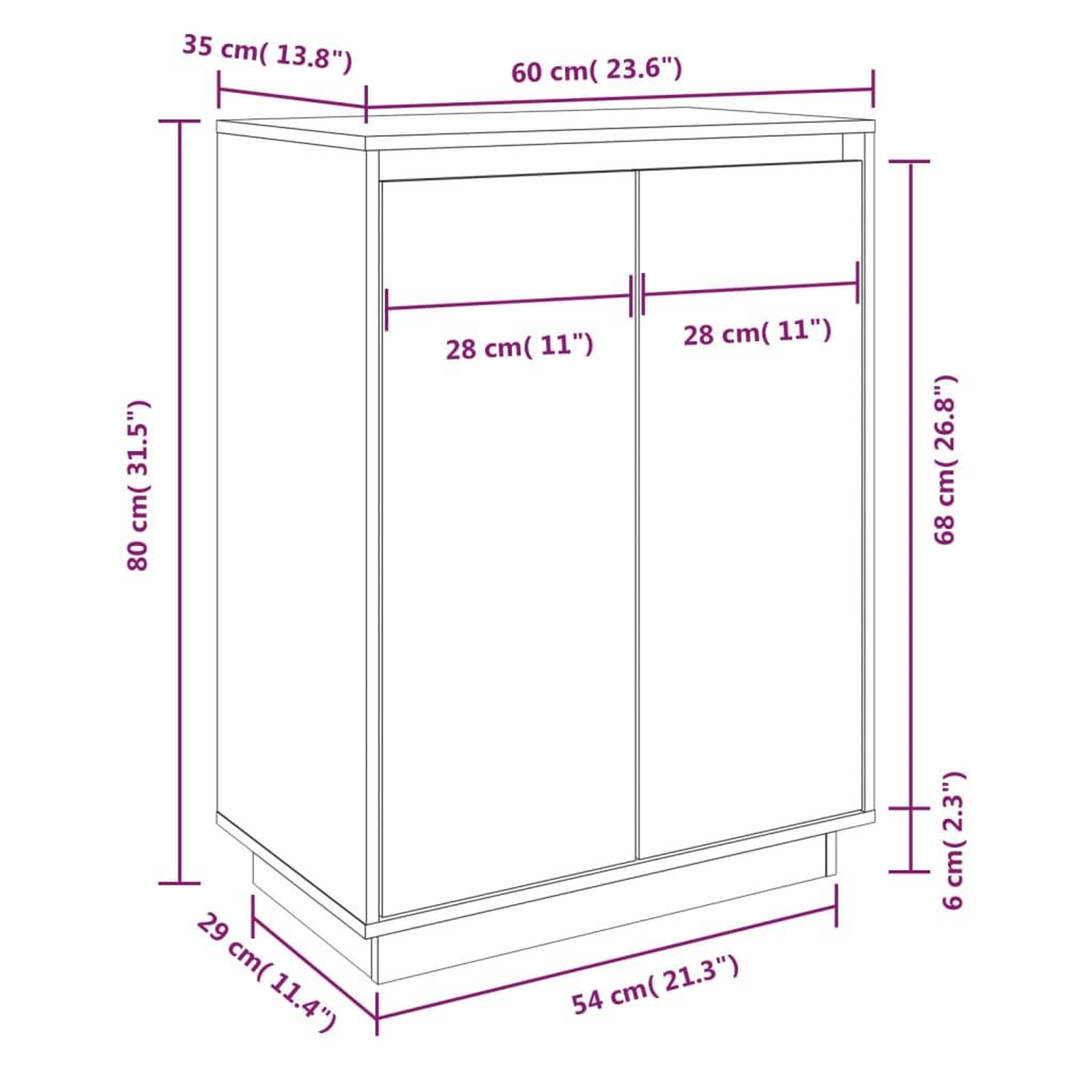 Voir la diapositive 6 : VIDAXL Armoire a chaussures 60x35x80 cm Bois de pin massif