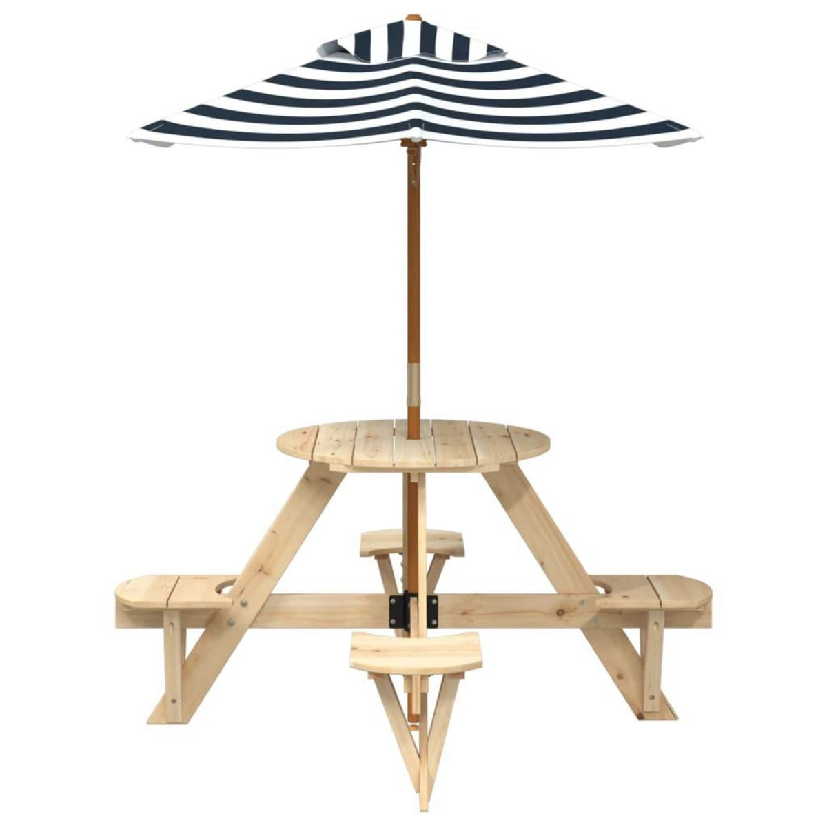 VIDAXL Table de pique-nique pour 4 enfants avec parasol rond sapin