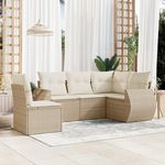 VIDAXL Salon de jardin avec coussins 5 pcs beige resine tressee