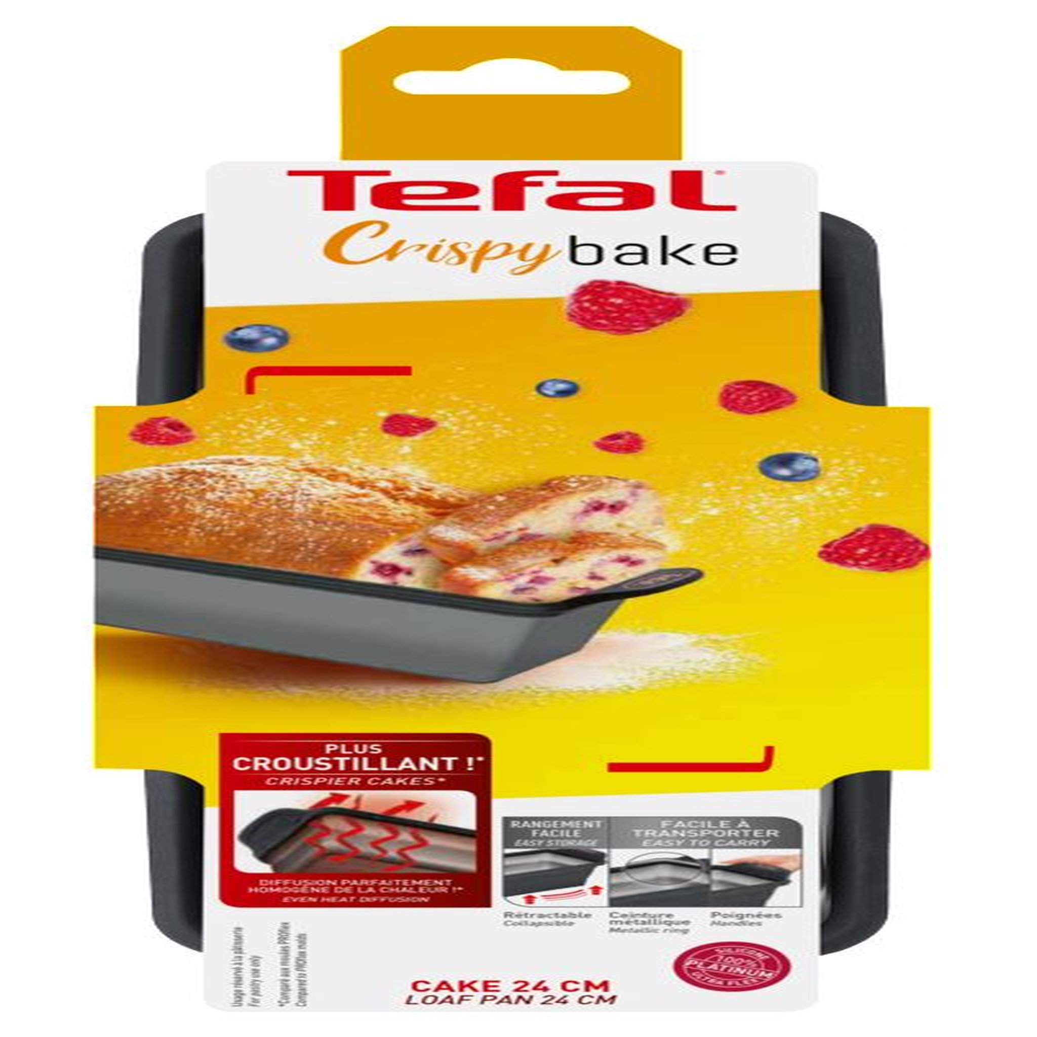 Voir la diapositive 3 : TEFAL Moule à cake rétractable 24 cm CRISPYBAKE silicone