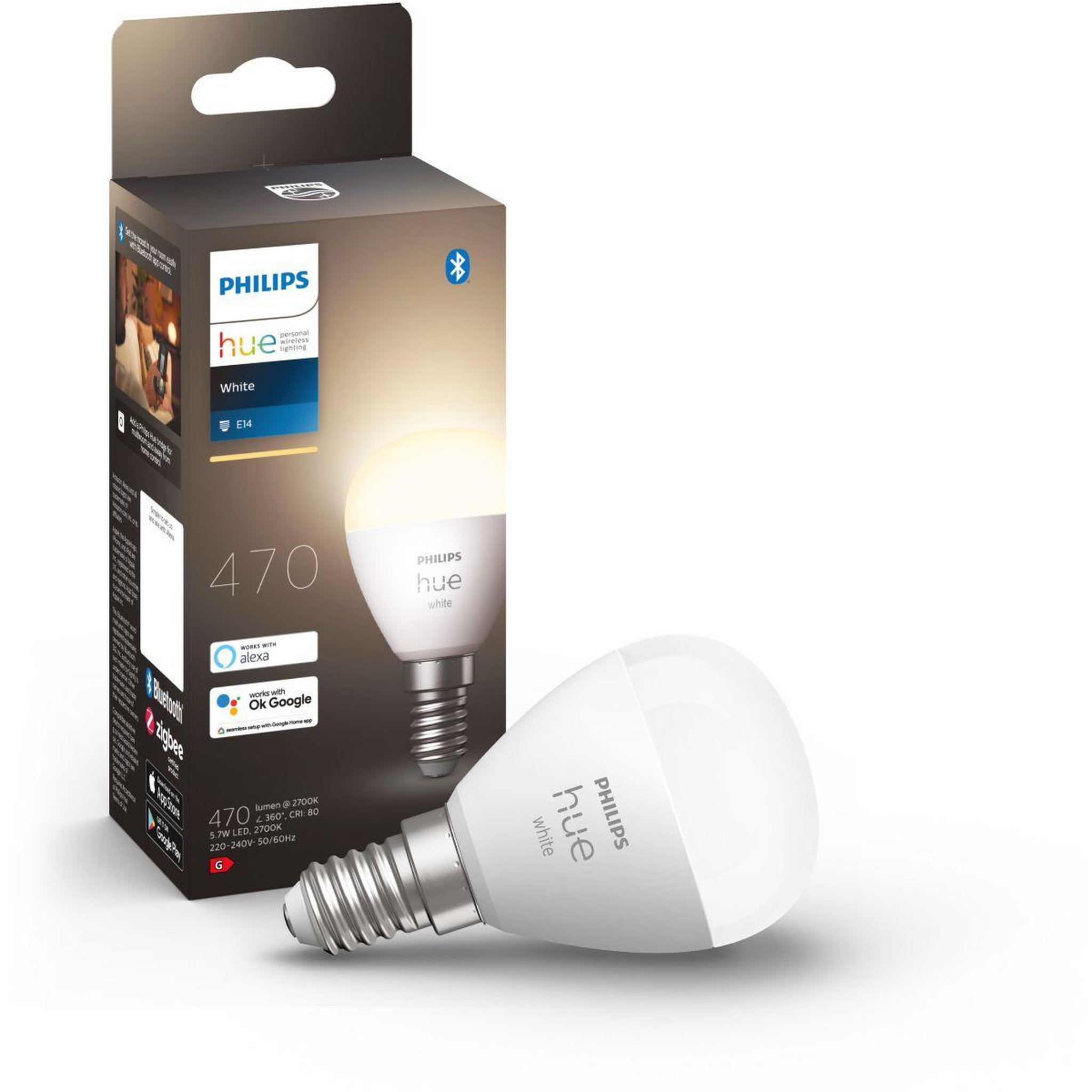 PHILIPS HUE Ampoule led connectée e14 white sphérique